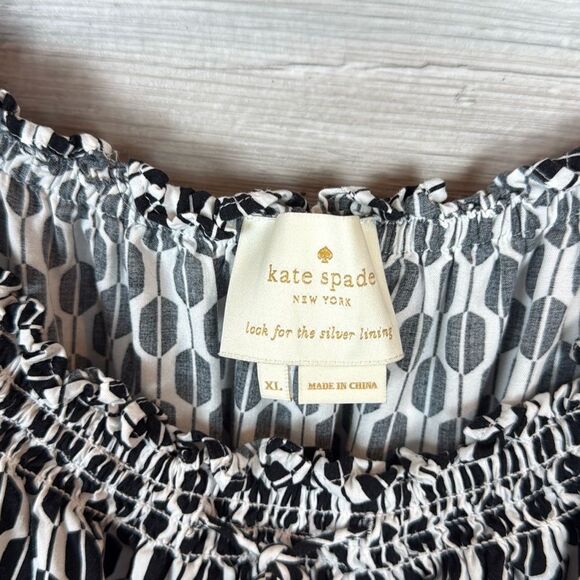 Kate Spade Black and White Geometric Midi Dress - Picture 4 of 5